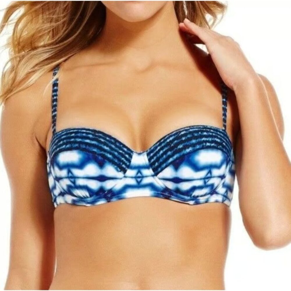 Michael Kors Womens Summer Breeze Bikini Bra Size M Blue Abstract Beach Casual
